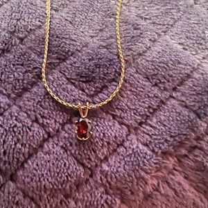 Garnet red and gold stone necklace